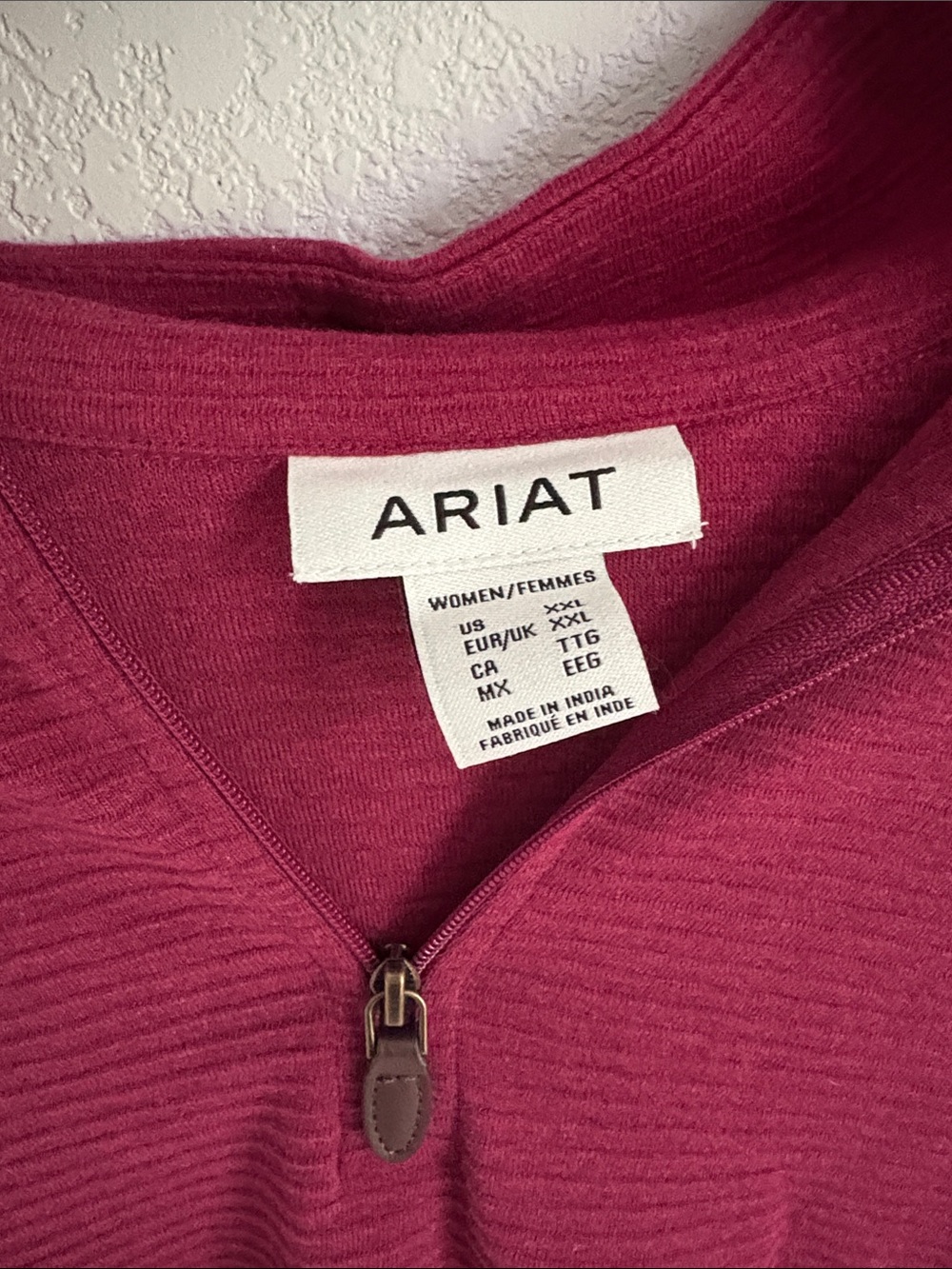 Ariat Deep Raspberry Quarter-Zip Pullover - Picture 2 of 4